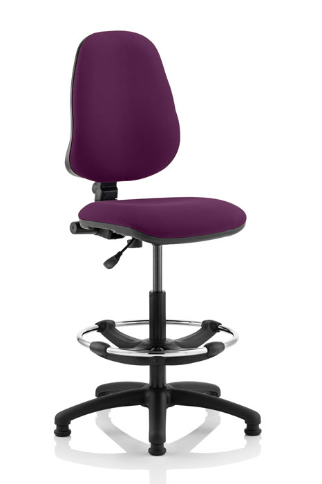 View Purple Vantage Fabric Draughter Chair With Adjustable Foot Stand Seat Back Height Adjustment Backrest Recline Loop T Adjustable Arms information