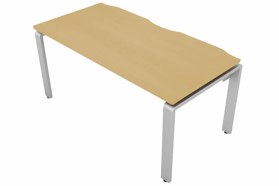View Maple Rectangular Bench Office Desk Silver Leg W1200mm x D800mm Aura Beam information