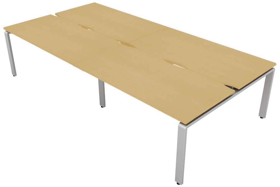 View Maple 4 Person Rectangular Bench Desk Silver Leg 4 x W1400mm x D600mm Aura Beam information