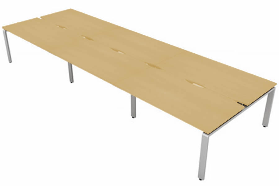 View Maple 6 Person Rectangular Bench Desk Silver Leg 6 x W1200mm x D600mm Aura Beam information