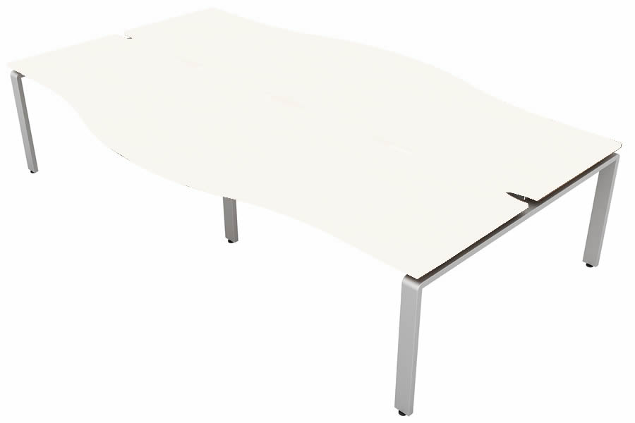 View White 4 Person Wave Bench Desk Silver Leg 4 x W1200mm x D600mm Aura Beam information
