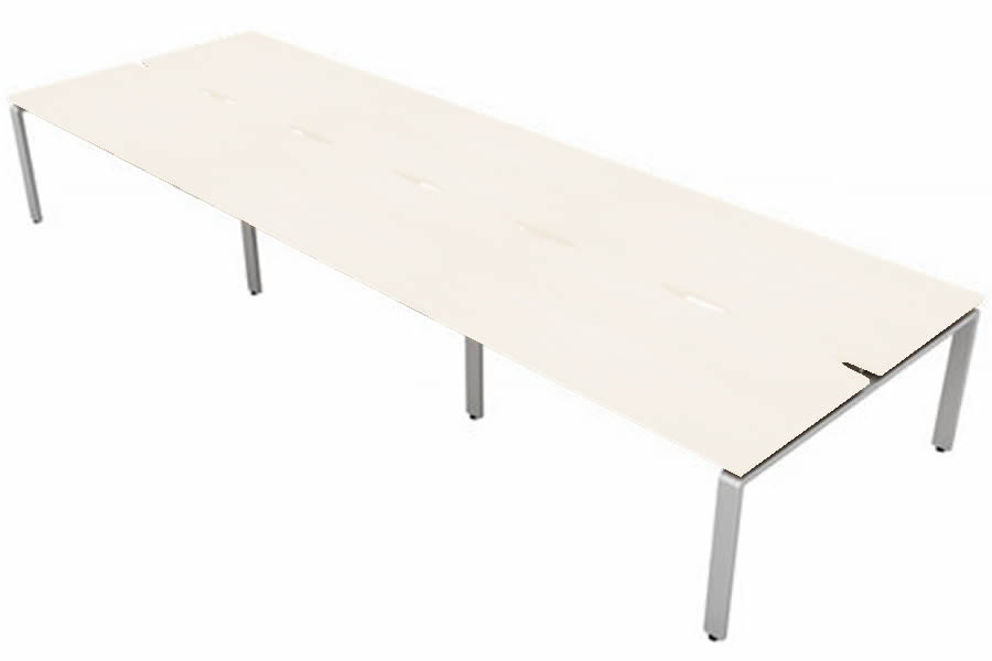 View White 6 Person Rectangular Bench Desk Silver Leg 6 x W1600mm x D800mm Aura Beam information