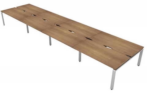 Aura Beam 8 Rectangular Bench Desk - Birch Silver 4800mm 1200mm 