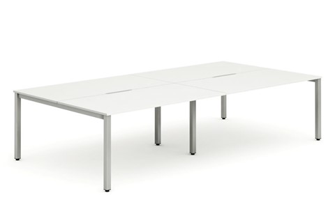 Portland 4 Person Double Desk - 1200mm White Silver 