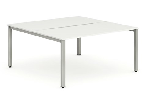 Portland 2 Person Double Desk - 1600mm White Silver