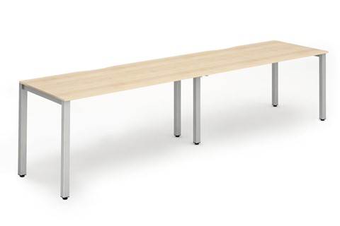 Portland Single 2 Person Bench Desk - 1200mm Maple Silver 