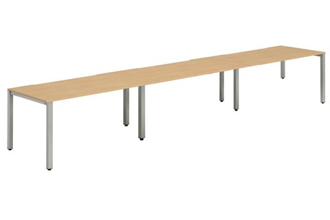 Portland Single 3 Person Bench Desk - 1200mm Beech Silver
