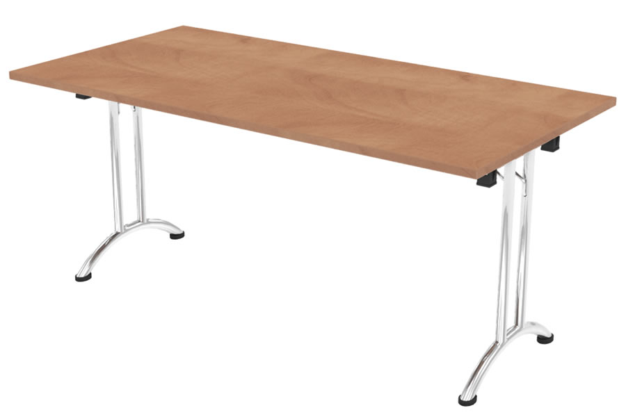 View Cherry 1800mm Folding Rectangular Table With Chrome Steel Frame Thames information