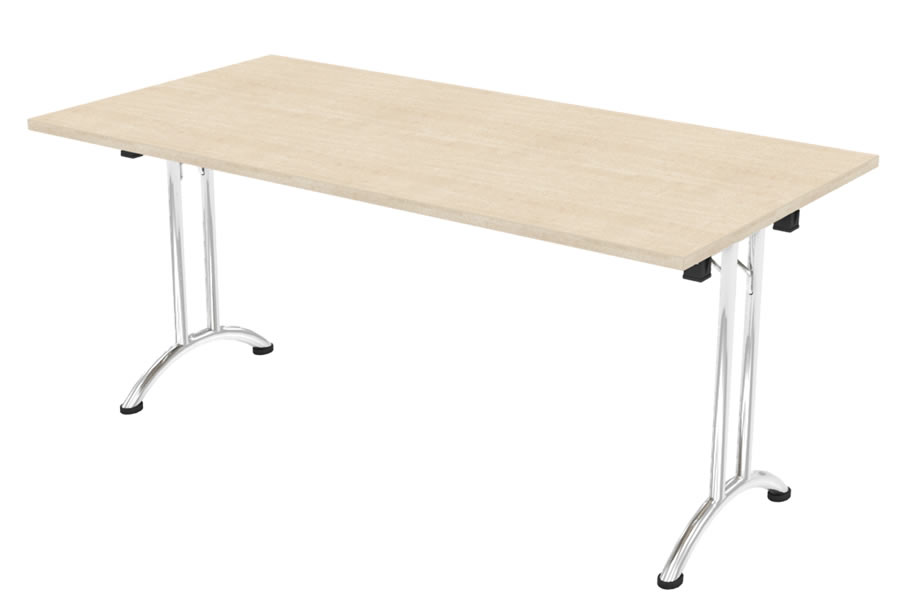 View Maple 1800mm Folding Rectangular Table With Chrome Steel Frame Thames information