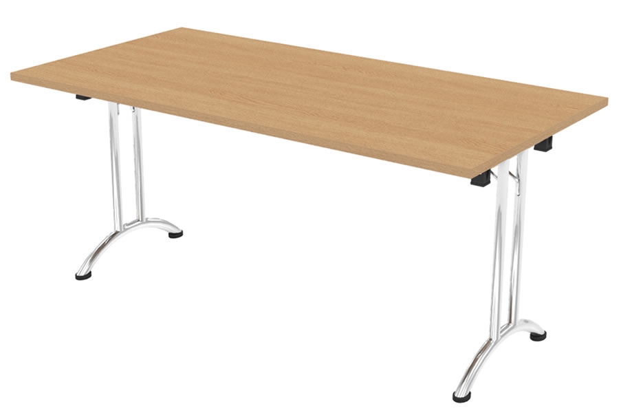 View Light Oak 1400mm Folding Rectangular Table With Chrome Steel Frame Thames information