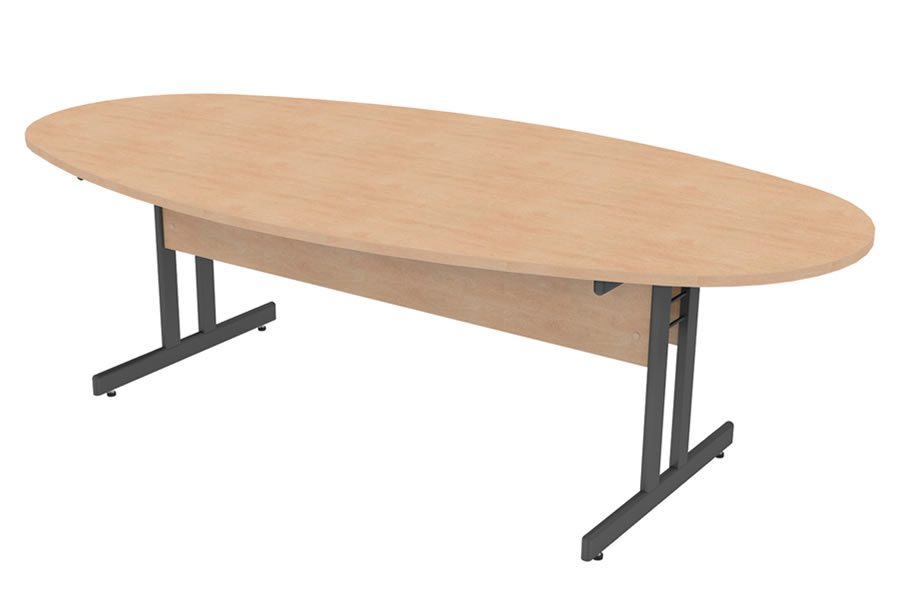 View 1800mm Beech Oval Boardroom Table Grey Leg Thames information