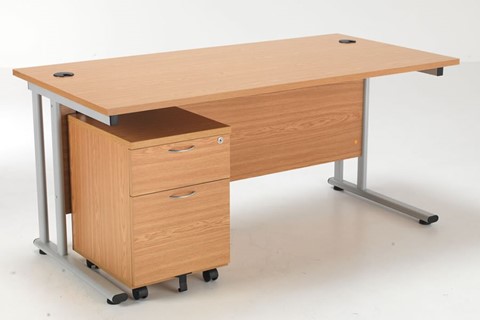 Kestral Oak Promo Desk And Pedestal - 1800mm 2 Drawer Option White