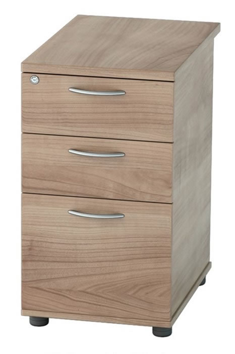 View Desk High Office Pedestal Three Locking Drawers 7 Wood Finishes Universal information