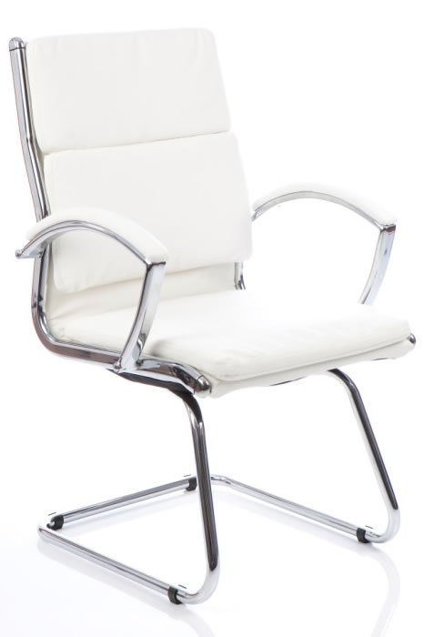 View Leather Visitor Office Chair Chrome Frame Anti Slip Feet Woolwich information